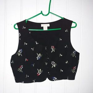 Vintage Express cropped floral vest. Size medium